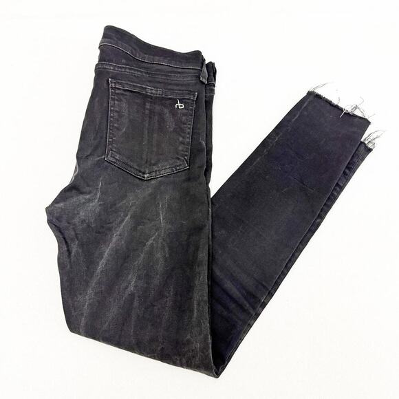 Rag & Bone Ankle Skinny Black Raw Hem Charcoal Denim Jeans Size 28 - Picture 9 of 9